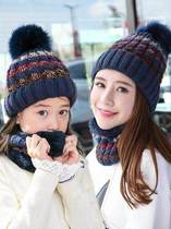 帽子女冬季加绒加厚儿童帽子围脖两件套韩版潮流亲子款保暖护耳帽