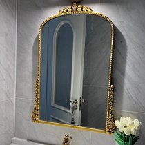 法式复古浴室镜玄关壁炉装饰镜欧式浴室镜挂墙轻奢梳妆台化妆镜