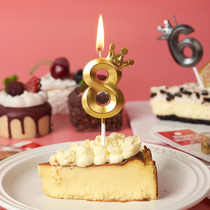 ins风创意金色皇冠数字蜡烛宝宝周岁生日派对蛋糕装饰拍照道具