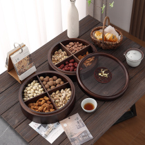 新中式实木双层分格干果盒创意家用客厅糖果盘木质瓜子坚果收纳盘