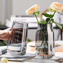 简约创意现代透明玻璃花瓶水养鲜花绿植玫瑰插花客厅装饰摆件北欧