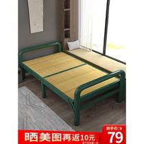 竹床折叠床单人双人家用办公室便携午休木床出租房硬板加固简易床