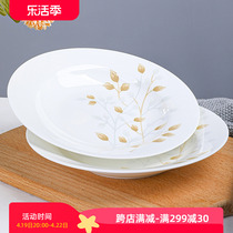 纯白色菜盘家用汤盘骨瓷菜碟中式陶瓷盘子2021新款餐盘深盘套装