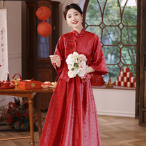 新中式敬酒服新娘结婚旗袍回门冬季显瘦气质大码200斤肥MM晚礼服