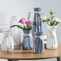 磨砂北欧玻璃插花瓶透明干花创意客厅插花水养富贵竹百合白色摆件