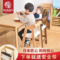 日本GEN儿童餐椅宝宝吃饭座椅子家用实木质成长椅婴儿餐桌椅便携