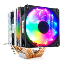 六铜管CPU散热器 台式电脑双塔6热管发光散热静音CPU风扇