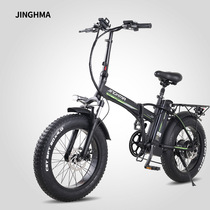雪地沙滩折叠电动自行车锂电池代步车双人单车越野助力电动车寸