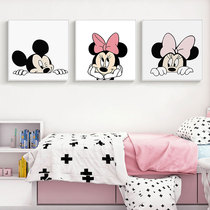 米奇老鼠挂画儿童房女孩房间卧室床头装饰画现代卡通个性创意壁画