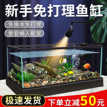 2024新款溪流缸造景家用客厅大小型鱼缸乌龟缸底部排水鱼龟混养缸