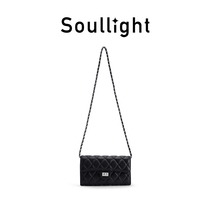 Soullight斜挎包女新款轻便黑色菱格链条单肩手机包小型通勤包包
