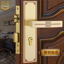 铠铜威 新中式全铜卧室房门锁 现代纯铜室内子母门实木门执手锁