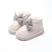 女宝宝雪地靴秋冬季款婴幼儿女童短靴子小童鞋子加绒加厚公主棉鞋