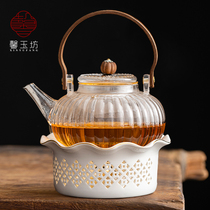 玻璃煮茶壶温茶炉套装家用蜡烛加热煮茶炉提梁壶茶水保温围炉煮茶