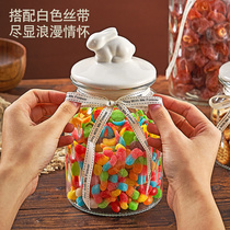 玻璃密封罐创意兔年礼物瓶糖果罐坚果零食罐食品级家用厨房收纳盒