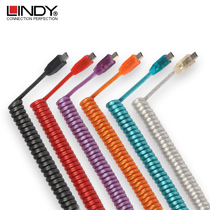 LINDY线USB2.0 A公对Mini-B micro type-c螺旋数据机械键盘客制化
