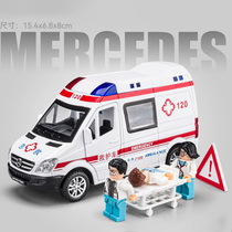 救护车警车合金玩具双层巴士车模挖掘机儿童声光男孩消防模型车