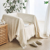 北欧ins白色沙发巾垫万能沙发套罩棉线毯全盖单人椅子防滑巾盖布
