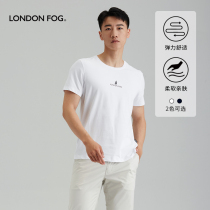 LondonFog伦敦雾圆领短袖T恤男士夏装薄款凉感印花白色打底体恤男