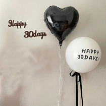 百日满月气球布置装饰三十天字母贴一百天家里布置ins风波波气球