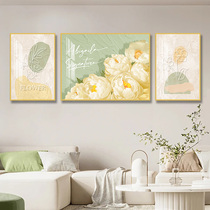 奶油风客厅装饰画现代简约沙发背景墙挂画清新花卉三联画餐厅壁画