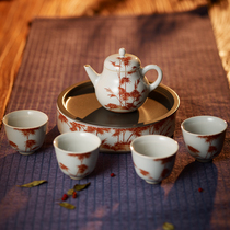 观复博物馆手绘梅兰竹菊茶具套装景德镇陶瓷茶壶中式家用泡茶壶