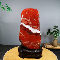 奇石天然原石南非红碧玉鸡血石观赏玉石客厅装饰中式红色石头摆件