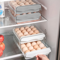 鸡蛋收纳盒冰箱专用食品级抽屉式放鸭蛋创意可爱双层厨房整理保鲜