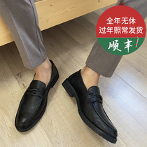 夏季乐福鞋男豆豆英伦商务休闲一脚蹬皮鞋透气青年发型师正装男鞋