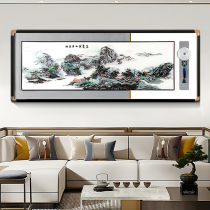 新中式客厅沙发背景墙大气手工刺绣苏绣山水挂画新中式床头装饰画