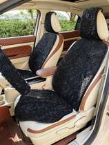 纯色刺绣蕾丝汽车坐垫冬季毛绒加厚保暖冬天短毛绒通用汽车座垫套
