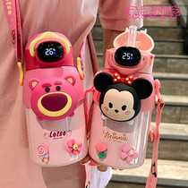 迪士尼草莓熊男女儿童吸管316保温水杯双盖学生幼儿温显卡通背带