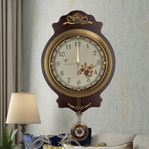 欧式纯铜钟实木美式客厅挂钟单面挂表卧室时钟静音钟表摆钟