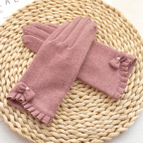 克拉斯卡 秋冬季新品女士羊毛触屏手套日系保暖针织薄款开车