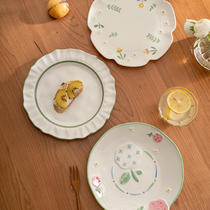 肆月盘子菜盘家用陶瓷餐盘餐具圆形平盘中式精致创意凉菜盘备菜盘