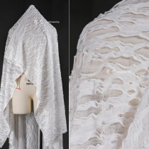 白色封口双层破烂针织布创意裂纹肌理打底衫裙再造服装设计师面料