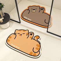 可爱猫咪卡通浴室吸水垫防滑脚垫硅藻泥速干地垫卫生间门口用地毯