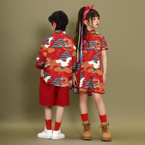 男童汉服夏款女童民族风套装六一儿童啦啦队中国风表演唐装演出服