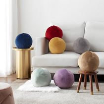 汉尚 球形抱枕丝绒圆形创意靠枕样板间室内软装沙发丸子靠垫多色