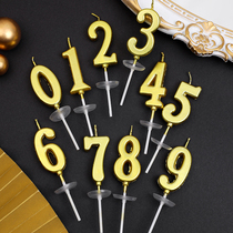 金色数字蜡烛生日蛋糕插件独立盒装银色曲线甜品台派对装饰