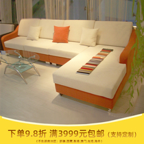 北京现代客厅L型沙发订制 简约布艺小户型组合沙发绒布可拆洗