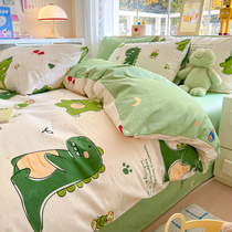 儿童恐龙四件套纯棉全棉被套床单床笠可爱卡通床上用品三件套男孩