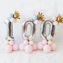 32寸新年银色数字2022立柱气球婚礼生日宴会布置拼字拍照气球装饰