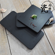 哑光黑色陶瓷盘长方正方圆形平板盘西餐盘甜品盘寿司盘蛋糕盘子