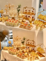 森系甜品台展示架周岁生日布置甜品台圣诞新年烘焙蛋糕装饰道具