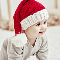 亲子耶诞帽毛线帽儿童针织帽耶诞保暖帽时耶诞帽子红色儿童均码|