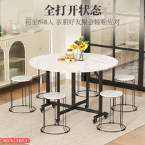 折叠餐桌家用小户型多人圆形吃饭桌子客厅简易折叠桌可移动大圆桌