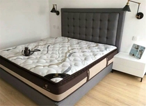 北欧轻奢布艺床设计师样板高靠背欧式实木简约小户型双人床儿童床